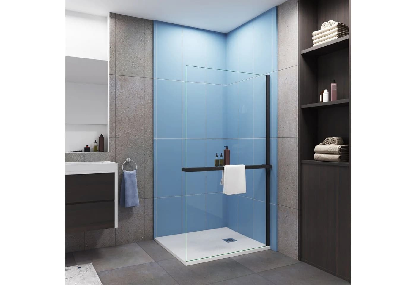 duschspa Walk-in-Dusche 8mm ESG mit Ablage & Handtuchhalter - Bild 2