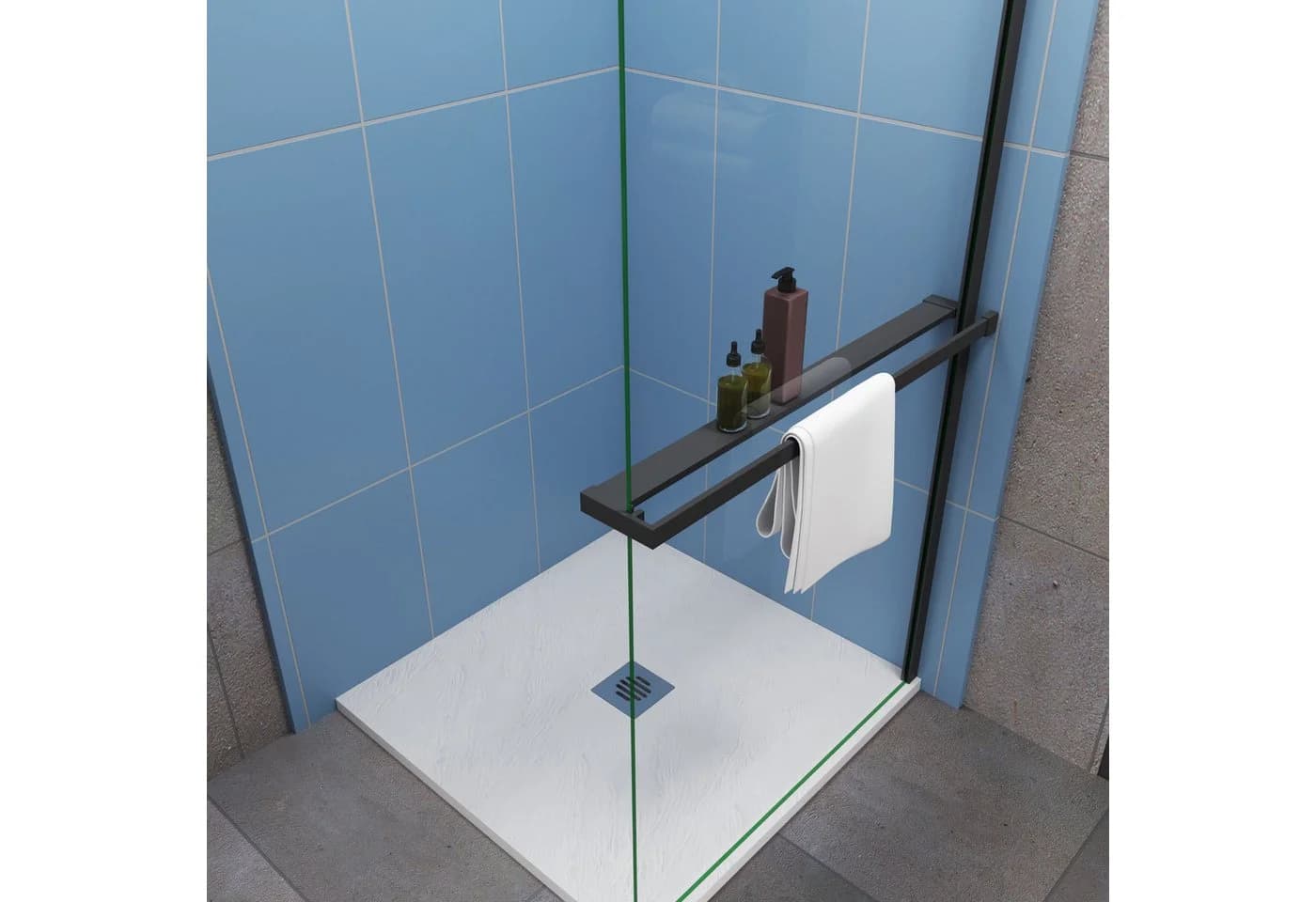 duschspa Walk-in-Dusche 8mm ESG mit Ablage & Handtuchhalter - Bild 4