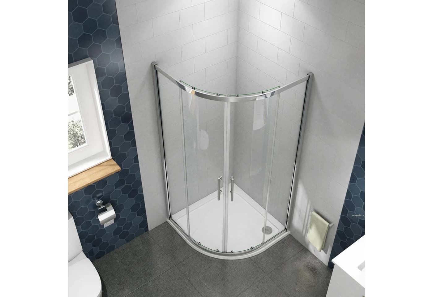 duschspa Runddusche 185cm Viertelkreis Schiebetür Duschtür Duschkabine 5mm ESG NANO Glas - Bild 5