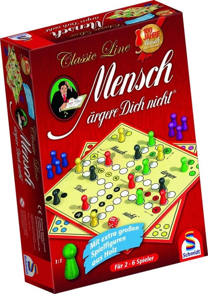 Schmidt Spiele Mensch ärgere Dich nicht Classic Line mit großen Holzfiguren