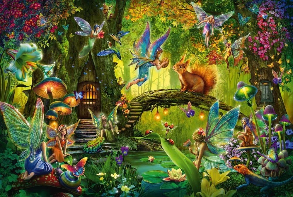 Schmidt Spiele Puzzle 200 Teile Kinder Puzzle Feen im Wald mit Feenstab
