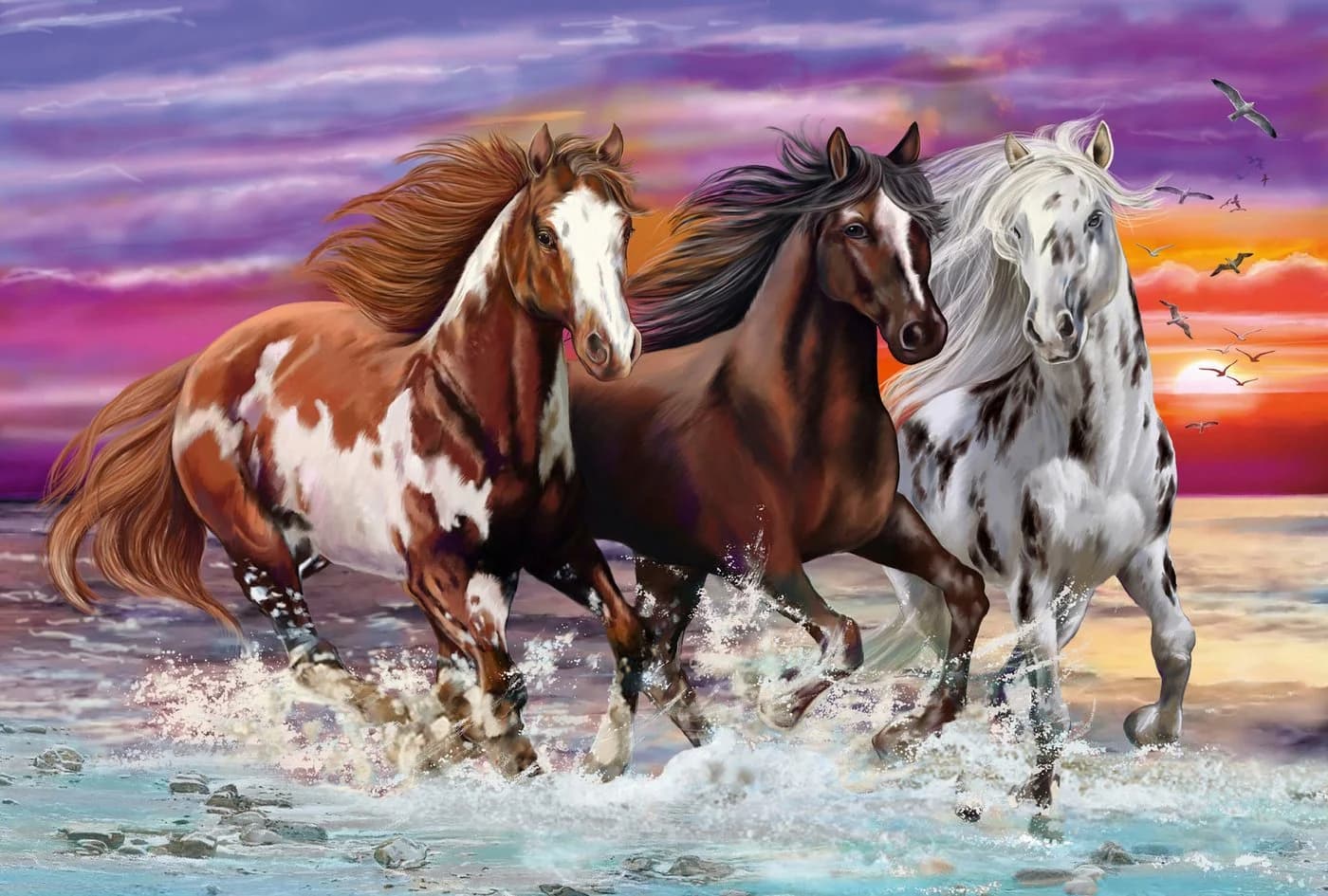 Schmidt Spiele Puzzle Wildes Pferde-Trio 200 Teile Bunt