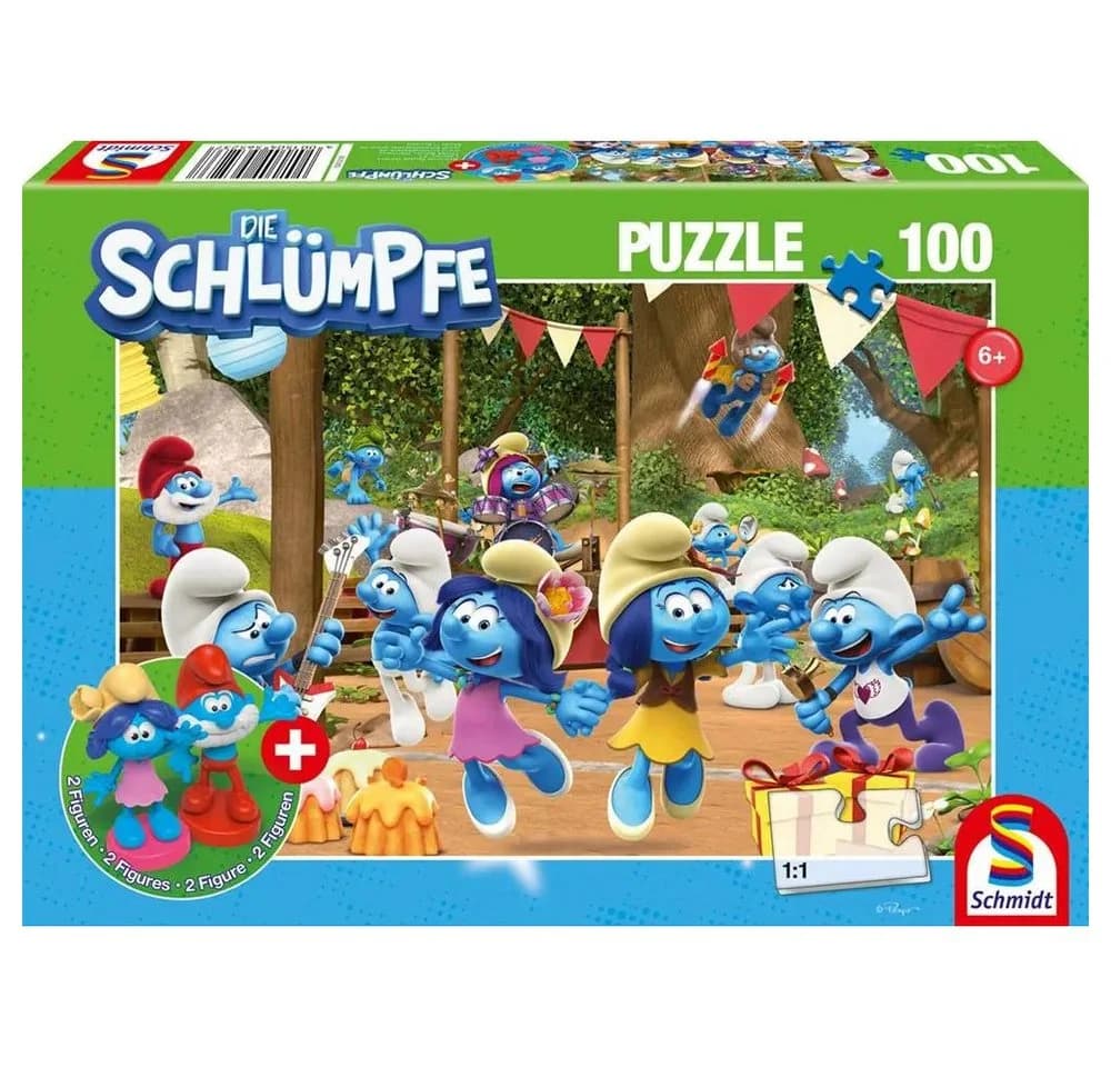 Schmidt Spiele Puzzle Verschlumpfte Party 100 Teile mit 2 Figuren