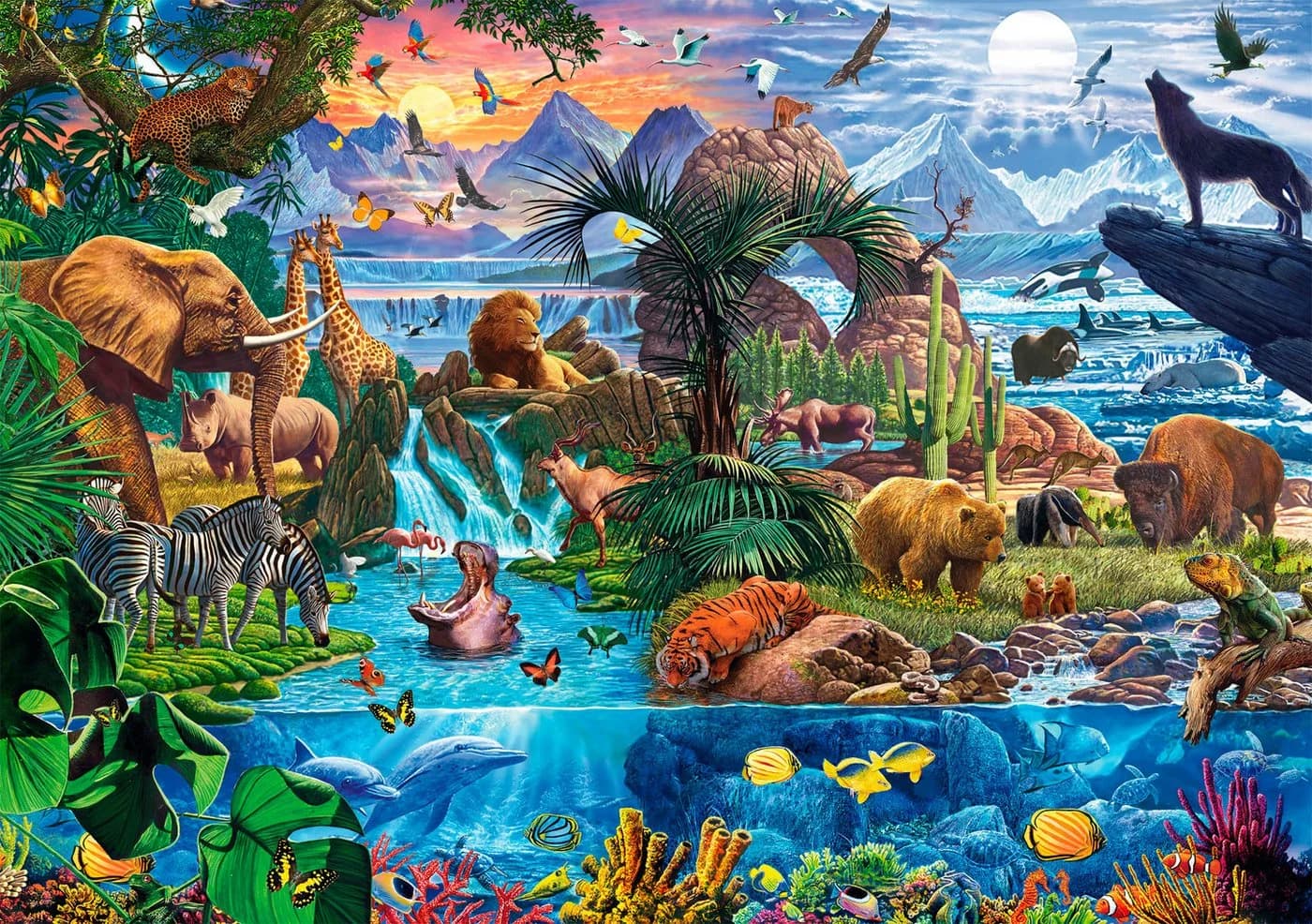 Schmidt Spiele Puzzle Panorama der Tierwelt 1500 Teile Made in Europe