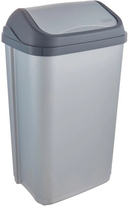 Mülleimer KEEEPER "swantje" mit Schwingdeckel Silber 50 l