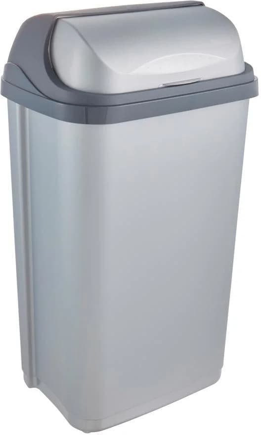 KEEEPER Mülleimer „rasmus“ 50 Liter Rolldeckel Silber Kunststoff