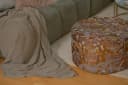 H.O.C.K. Tristan Hocker Pouf Ø60x40 cm Gold Floralmuster Bild 1