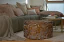 H.O.C.K. Tristan Hocker Pouf Ø60x40 cm Gold Floralmuster Bild 4
