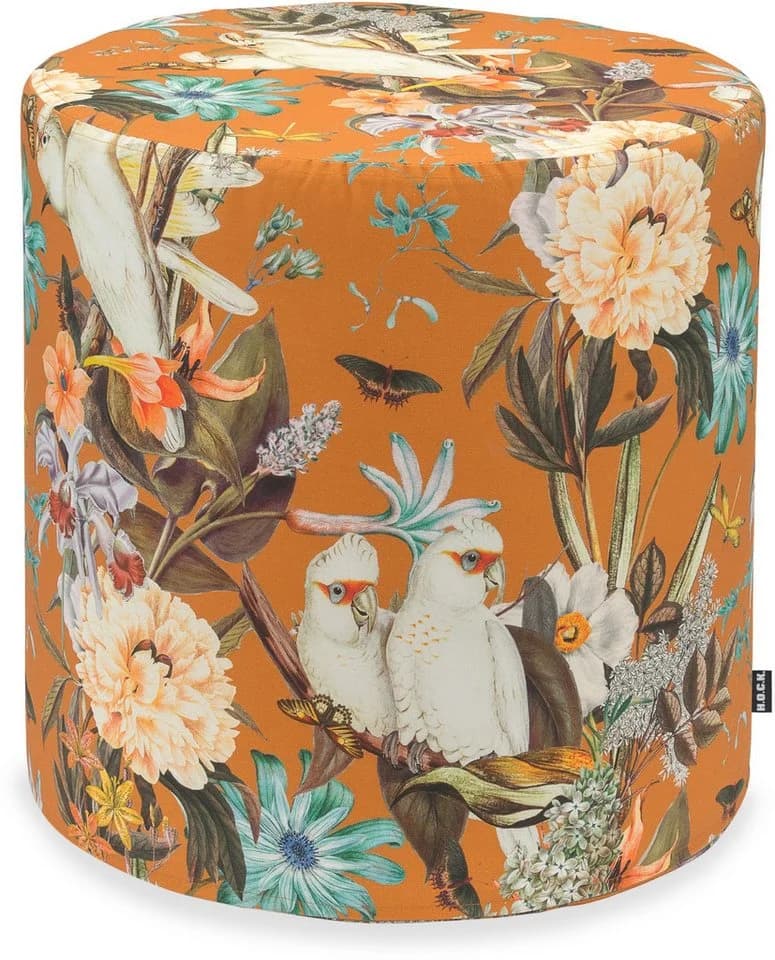 Hocker im britischen, botanischen Stil in camel und terra - Bild 2