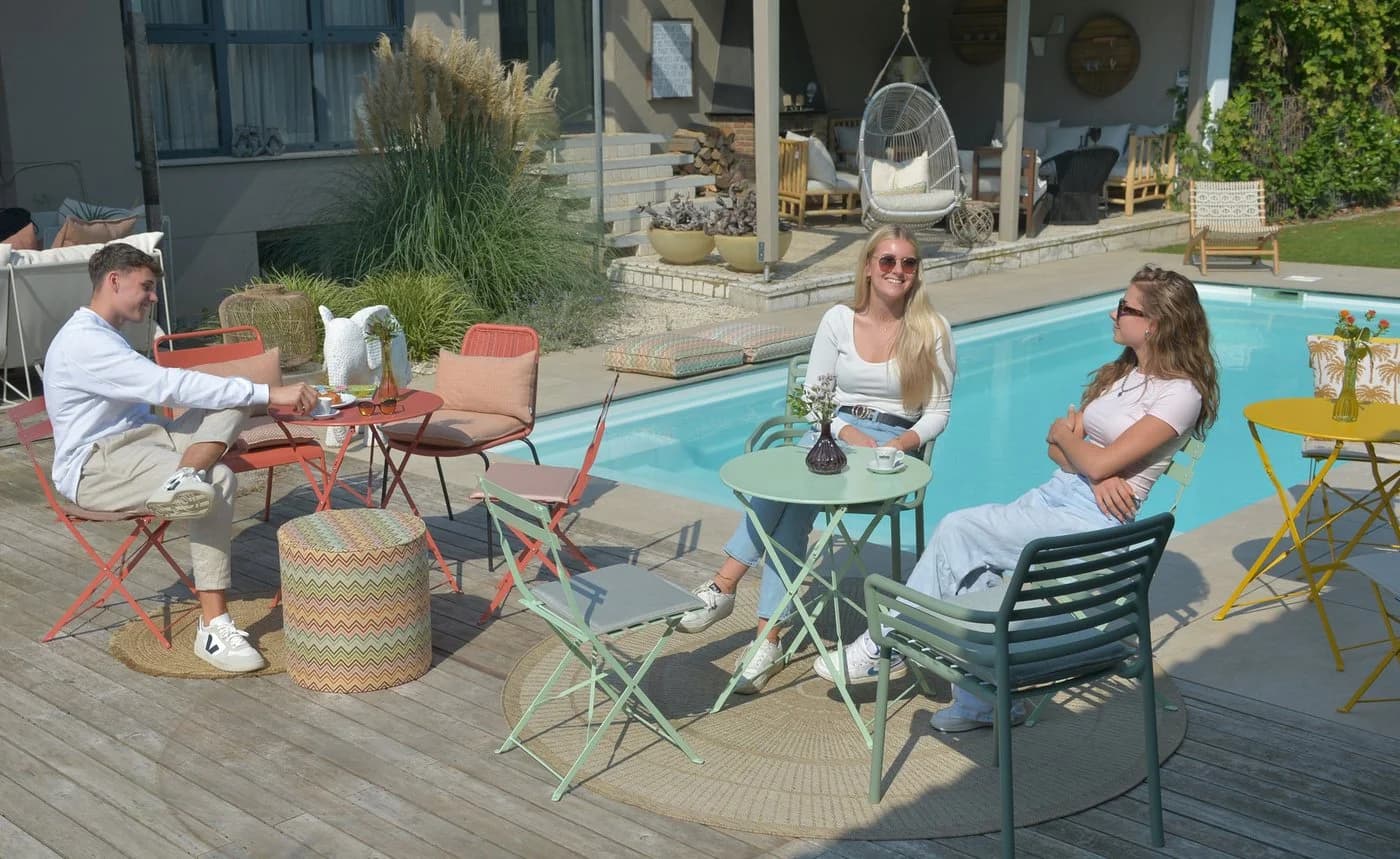 H.O.C.K. Maribel Outdoor Hocker Pouf Rund Mit Keder Ø45x45cm Multi - Bild 3