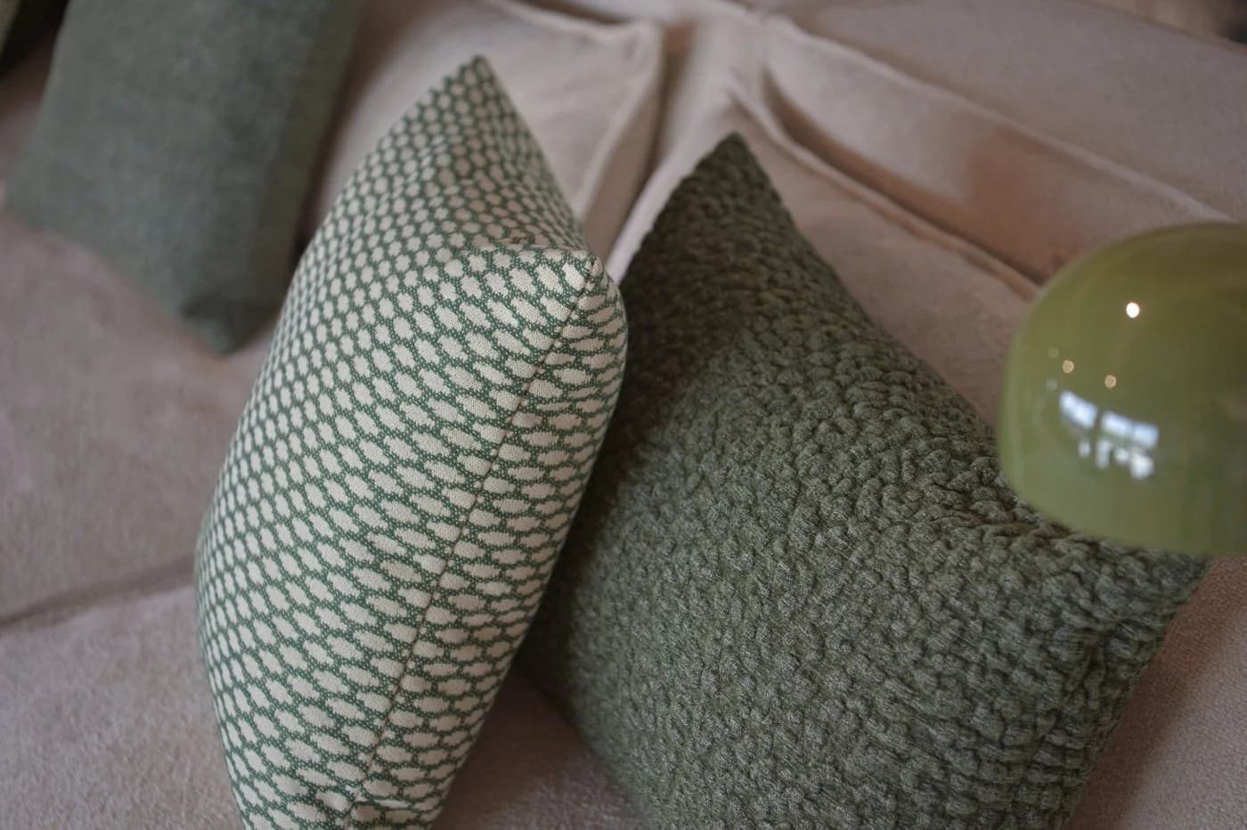Dekokissen H.O.C.K. Nalou Grün/Beige Geometrisches Muster - Bild 4