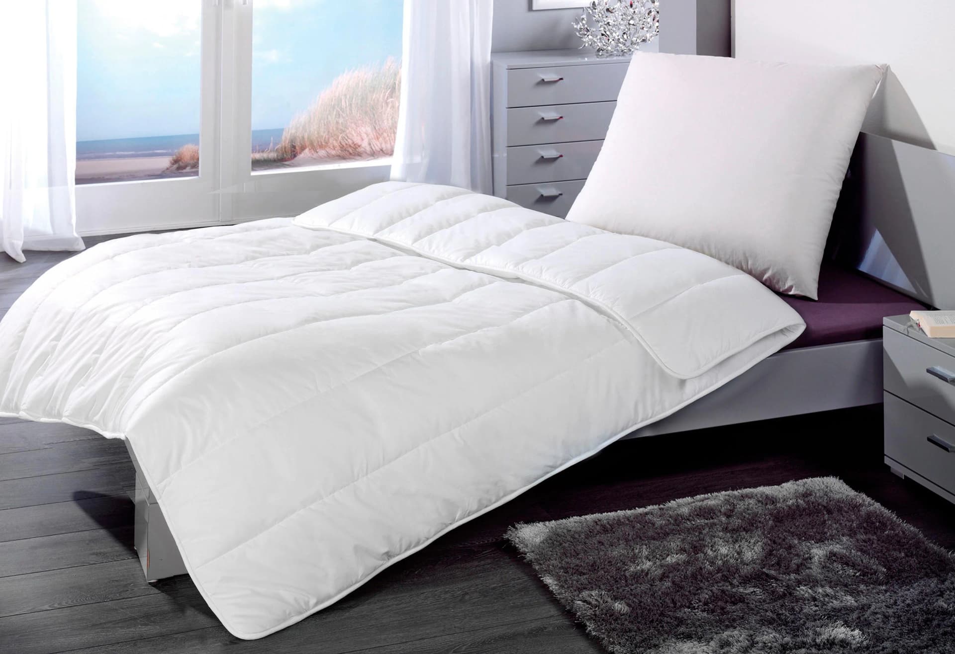 KBT BETTWAREN Microfaserbettdecke + Kopfkissen Sleep and Dream 2-tlg Weiß
