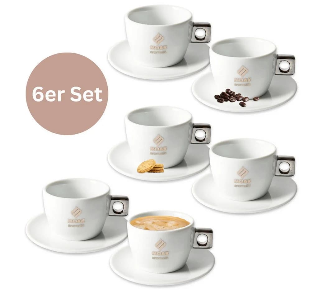 Caffè Moak Cappuccino-Tassen 6er Set Weiß Keramik - Bild 2