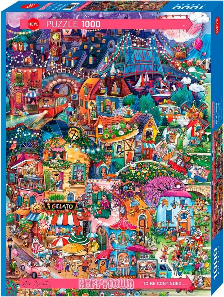 HEYE Puzzle Good Evening! Happytown 1000 Teile Bunt Made in Germany - Bild 2