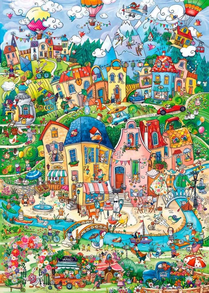HEYE Puzzle Good Morning! / Happytown 1000 Teile Made in Germany