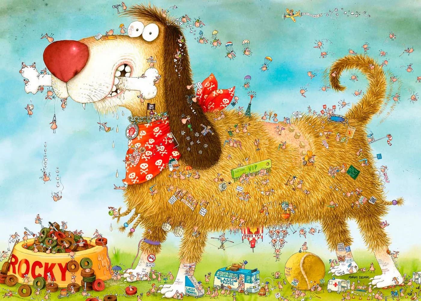 HEYE Puzzle At the Dog / Look Closely! 1000 Puzzleteile Made in Germany