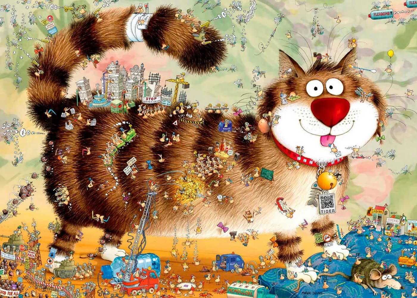 HEYE Puzzle At the Cat / Look Closely! 1000 Teile Made in Germany
