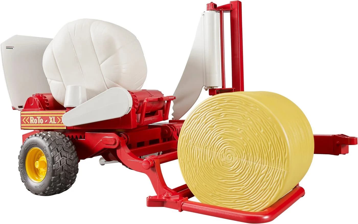 Bruder Spielzeug-Landmaschine Ballenwickler Ocker/Weiss mit 2 Rundballen