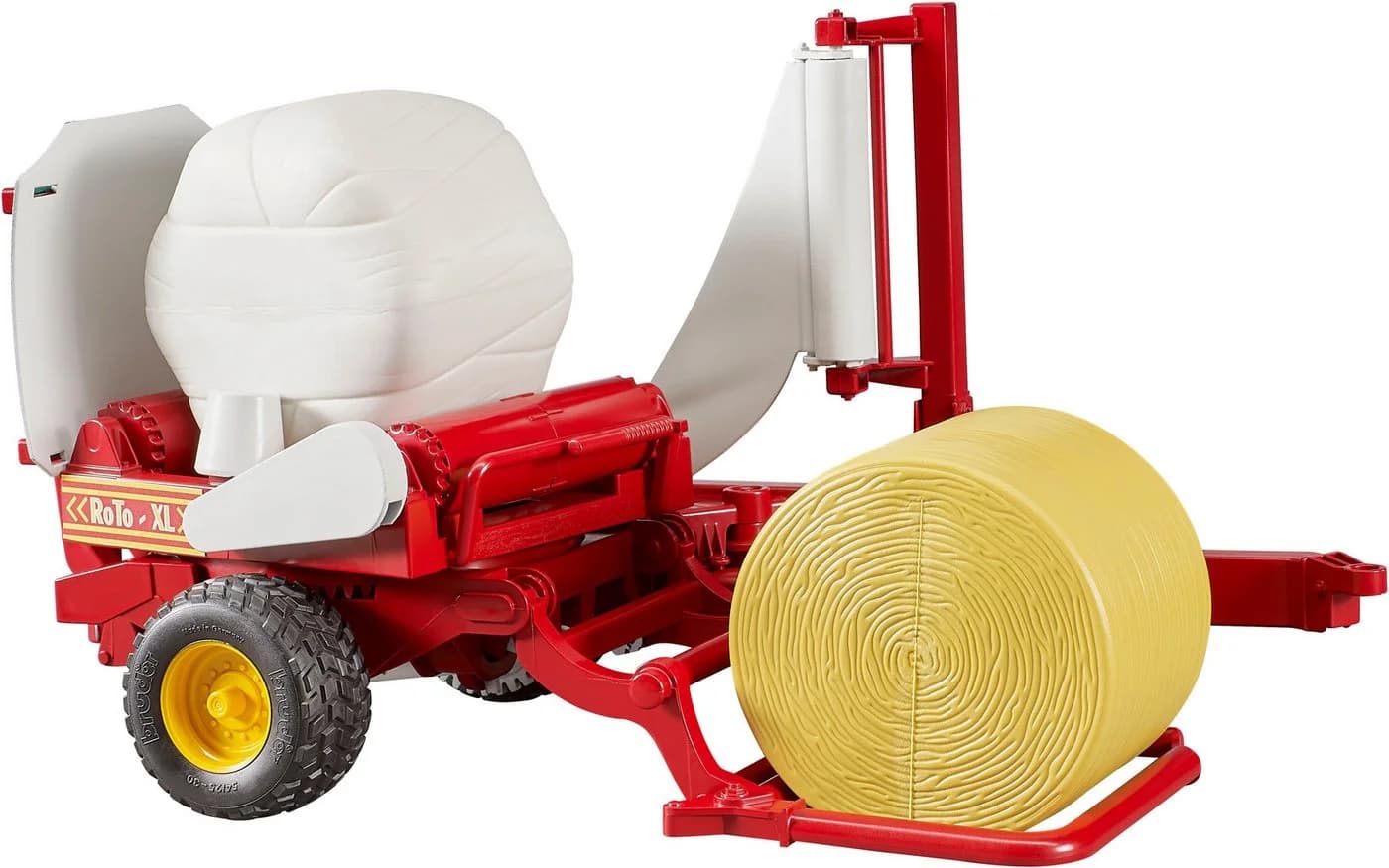 Bruder Spielzeug-Landmaschine Ballenwickler Ocker/Weiss mit 2 Rundballen - Bild 3