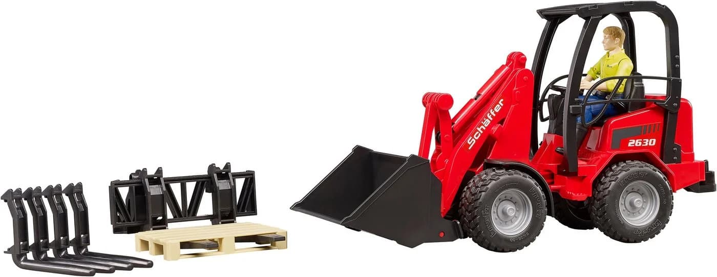 Bruder Spielzeug-Bagger Schäffer Hoflader 2630 mit Figur und Zubehör - Bild 3