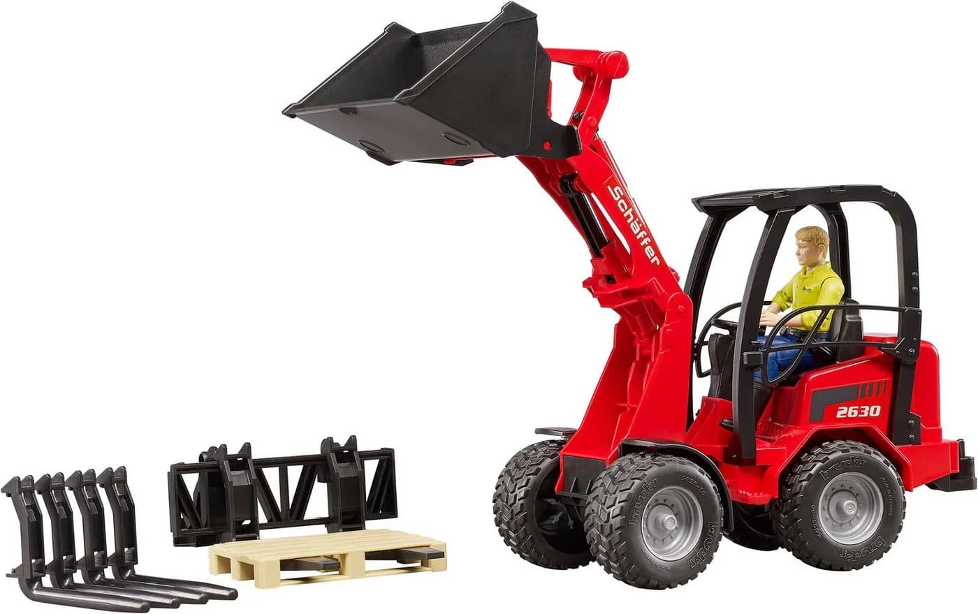 Bruder Spielzeug-Bagger Schäffer Hoflader 2630 mit Figur und Zubehör - Bild 4