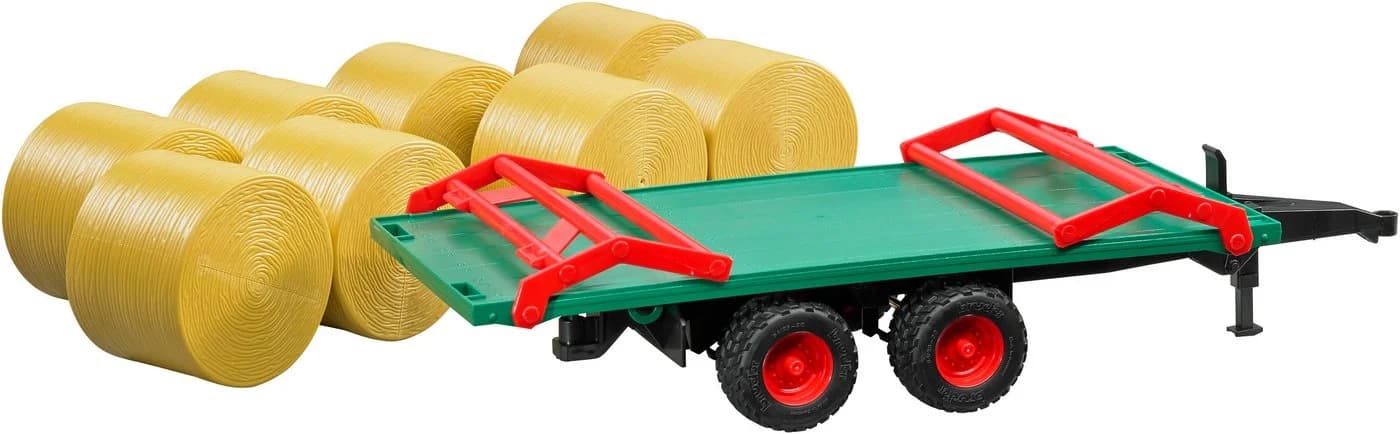 Bruder® Spielzeug-Traktor Ballentransportanhänger mit 8 Rundballen