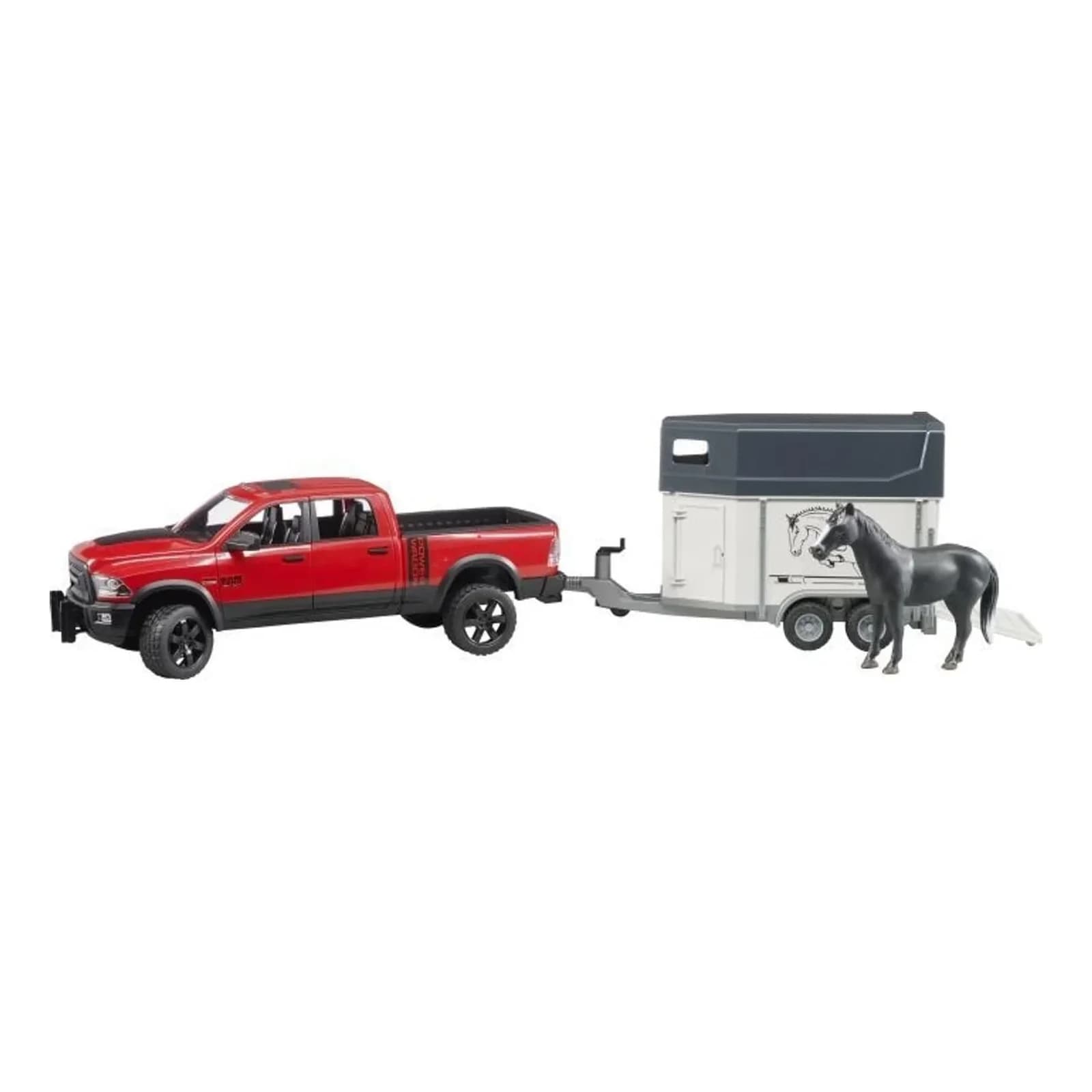 Bruder RAM 2500 Power Wagon mit Pferdeanhänger und Pferd
