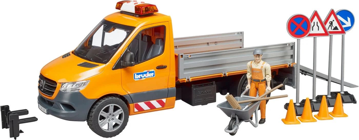 Bruder Spielzeug-Transporter MB Sprinter Kommunal Grau/Orange mit Licht & Sound - Bild 2