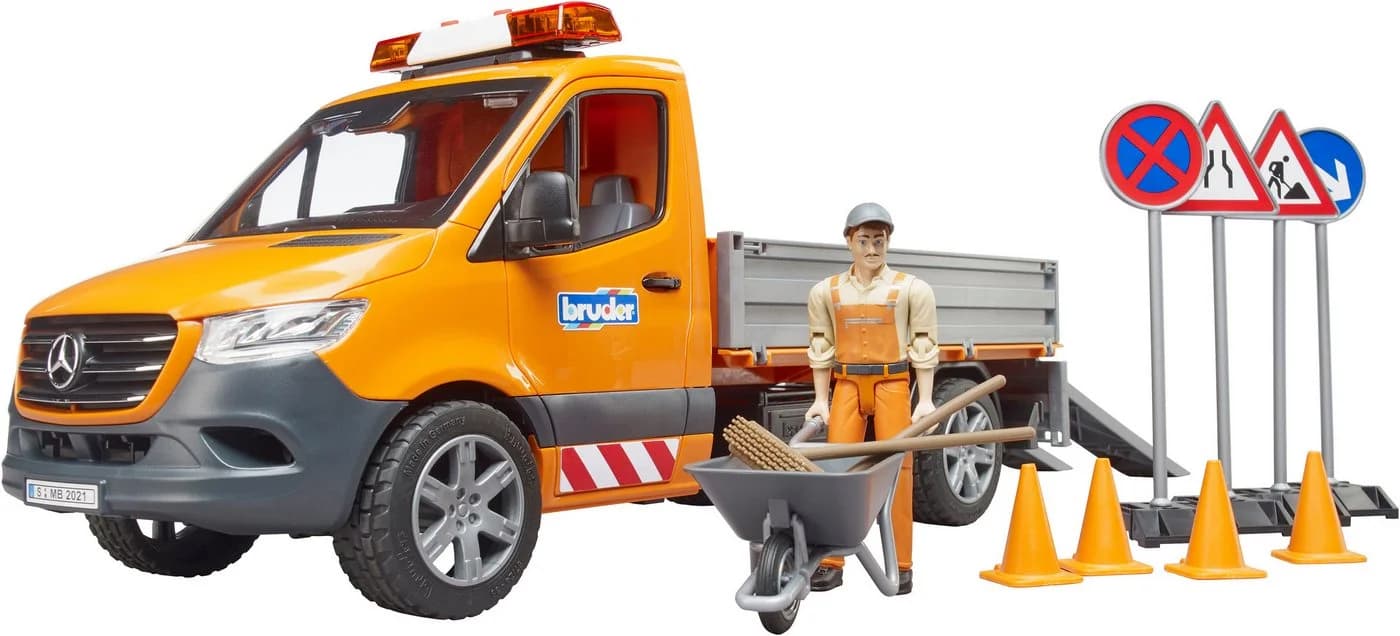 Bruder Spielzeug-Transporter MB Sprinter Kommunal Grau/Orange mit Licht & Sound - Bild 3