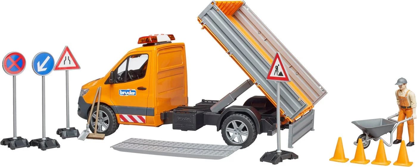 Bruder Spielzeug-Transporter MB Sprinter Kommunal Grau/Orange mit Licht & Sound - Bild 5