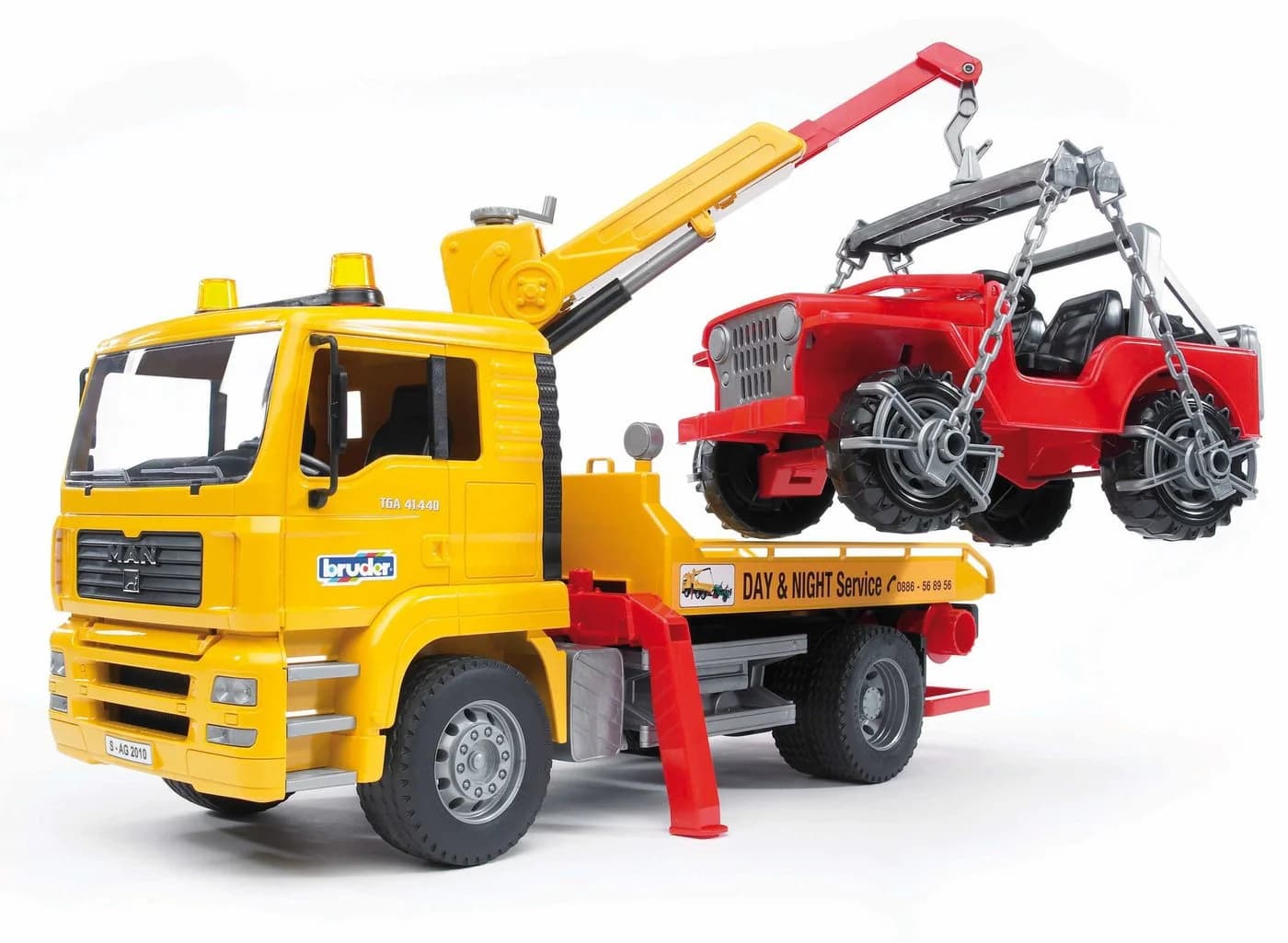 Bruder MAN TGA Abschlepp-LKW mit Geländewagen 26 cm - Bild 2