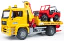 Bruder MAN TGA Abschlepp-LKW mit Geländewagen 26 cm Bild 3
