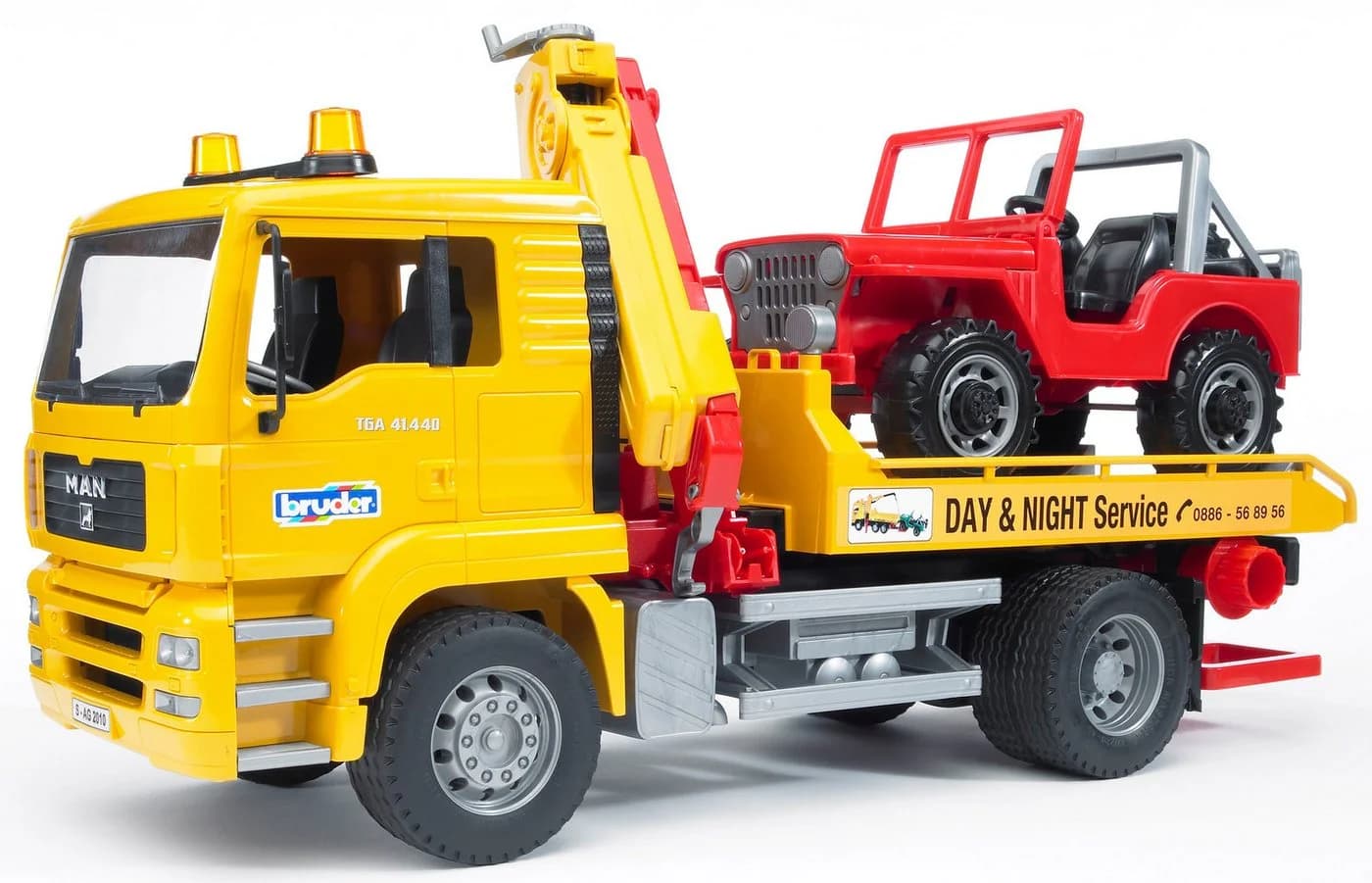 Bruder MAN TGA Abschlepp-LKW mit Geländewagen 26 cm - Bild 3