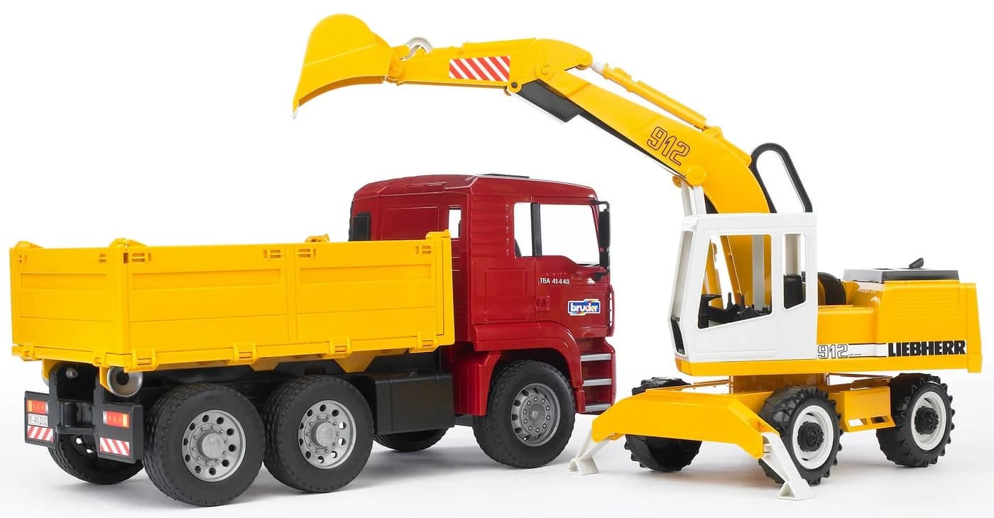 Bruder® Spielzeug-Kipper MAN TGA mit Liebherr Schaufelbagger