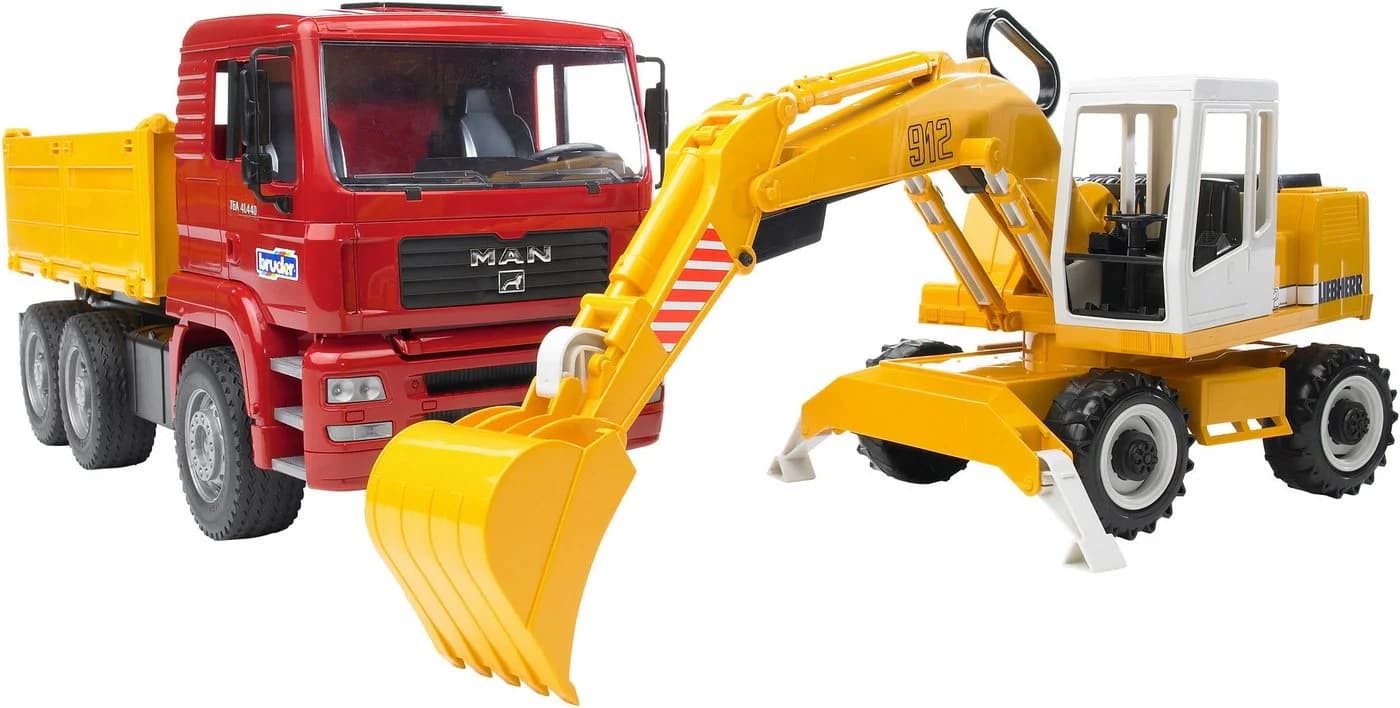 Bruder® Spielzeug-Kipper MAN TGA mit Liebherr Schaufelbagger - Bild 4