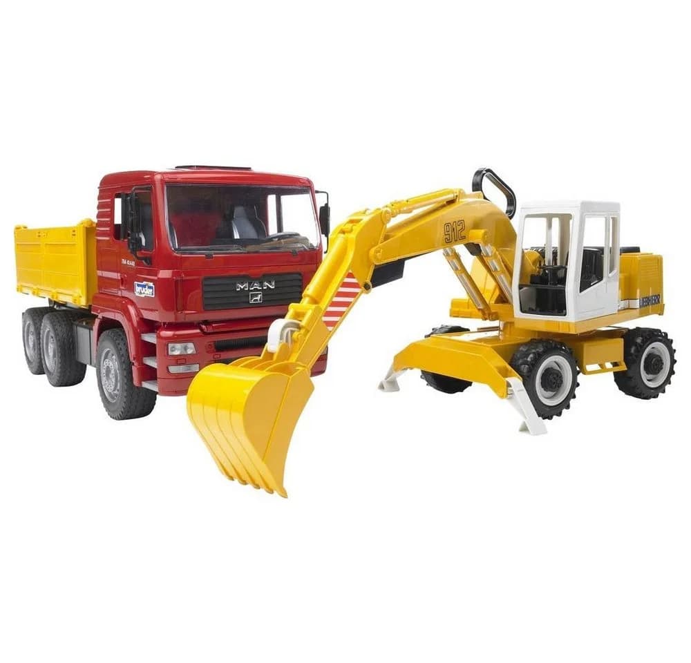Bruder® Spielzeug-Kipper MAN TGA mit Liebherr Schaufelbagger - Bild 5