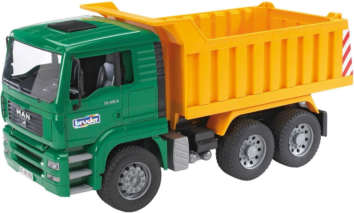 Bruder Spielzeug-Kipper MAN TGA LKW 45 cm Grün/Orange mit Kippmulde - Bild 2