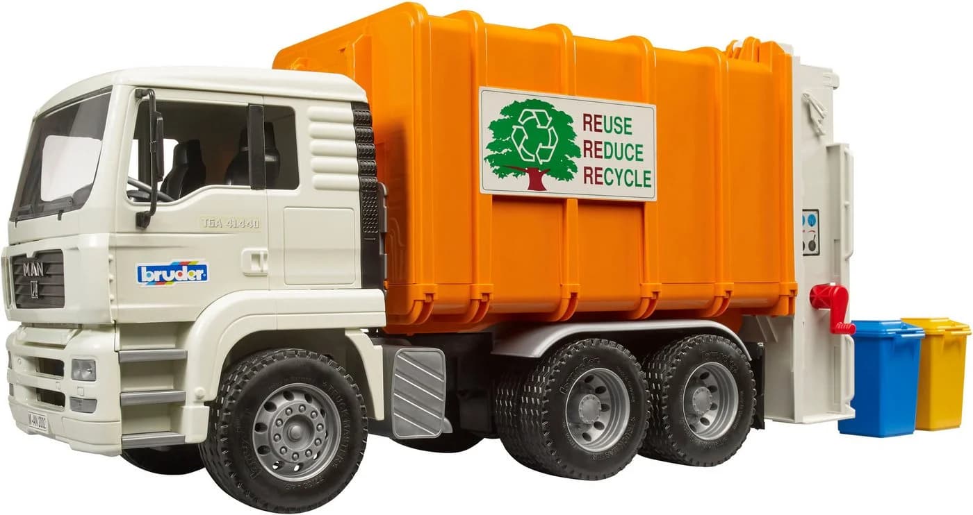 Bruder® Spielzeug-Müllwagen MAN TGA Hecklader Orange - Bild 3