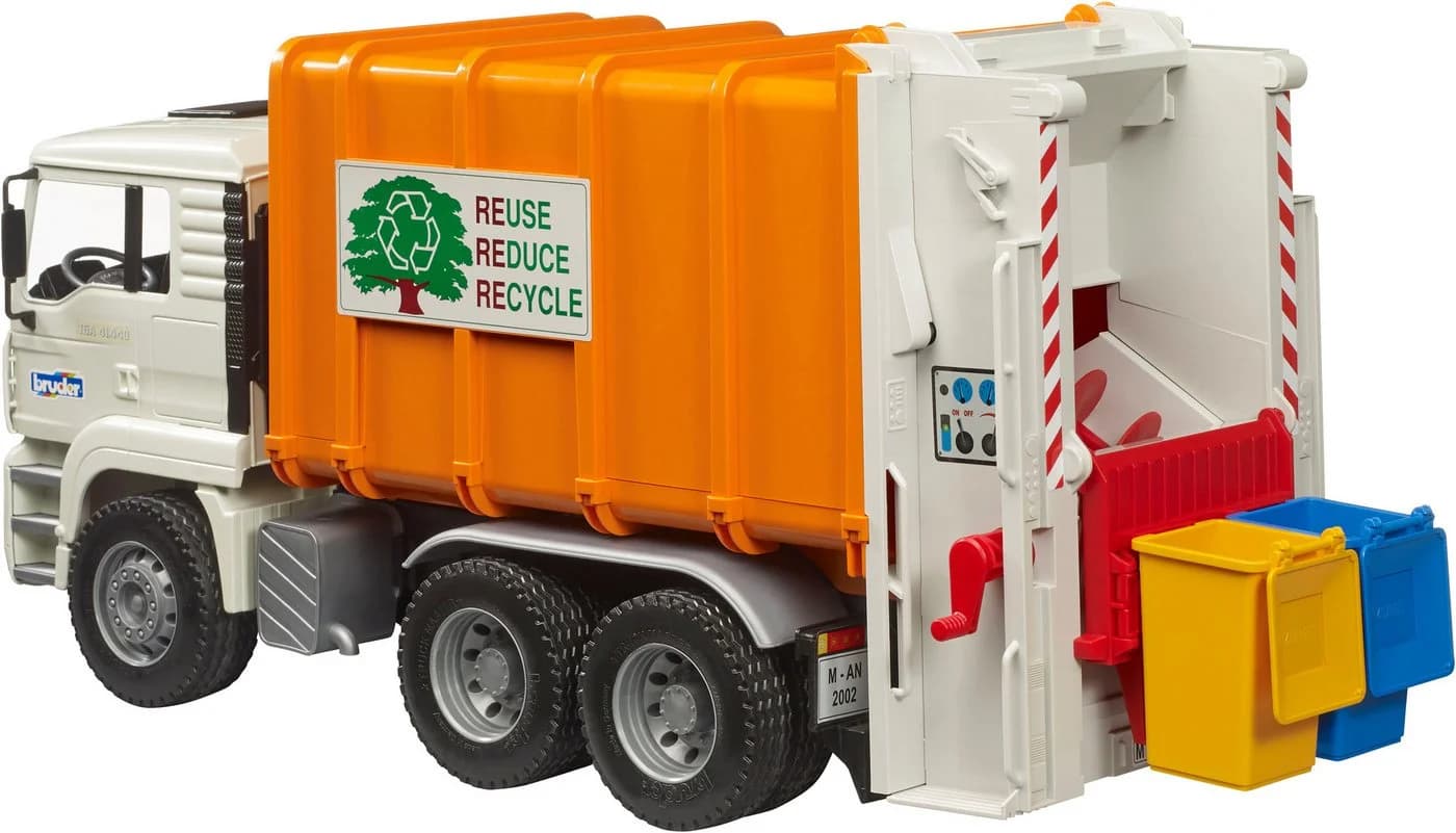 Bruder® Spielzeug-Müllwagen MAN TGA Hecklader Orange - Bild 4