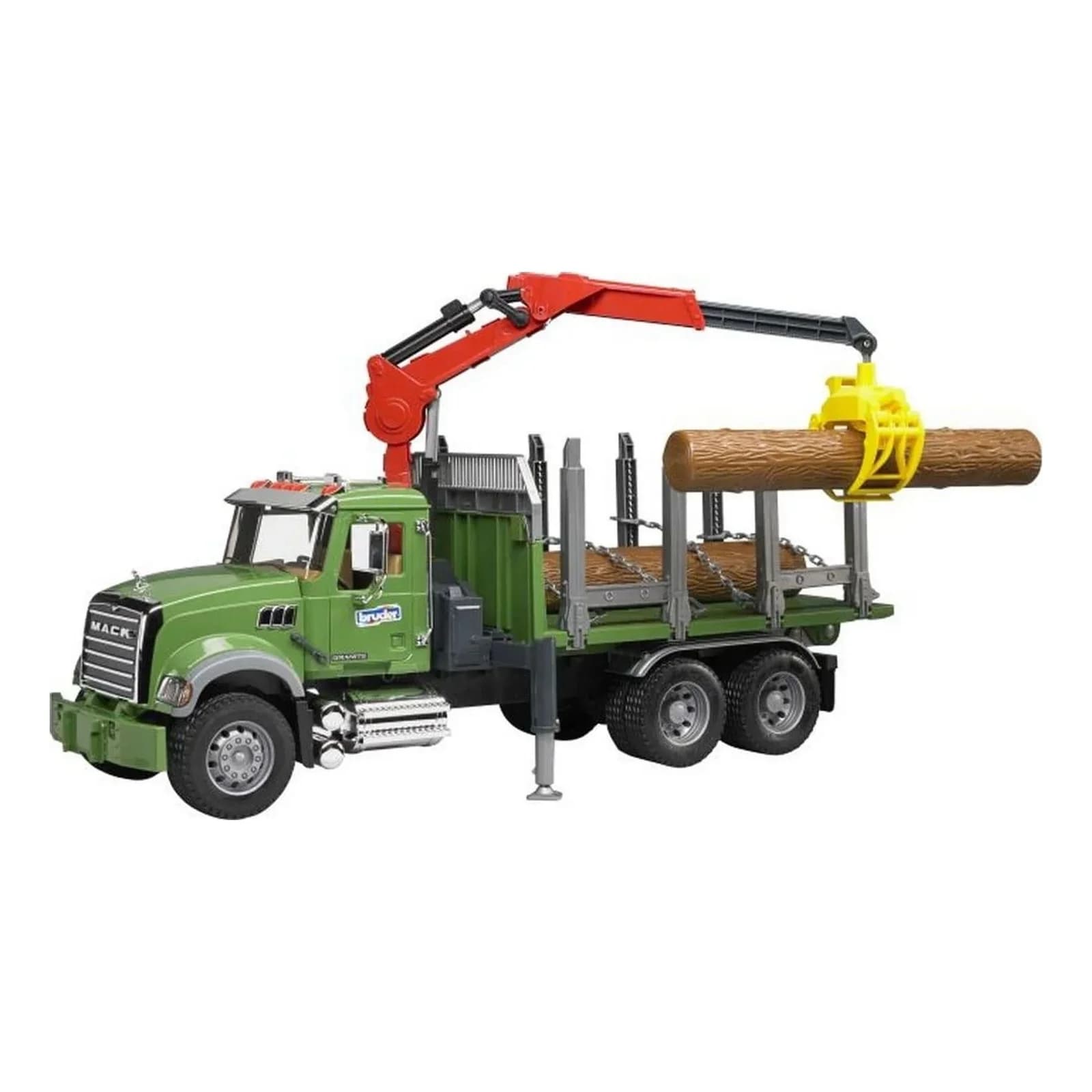 Bruder MACK Granite Holztransport-LKW mit Ladekran und Greifer