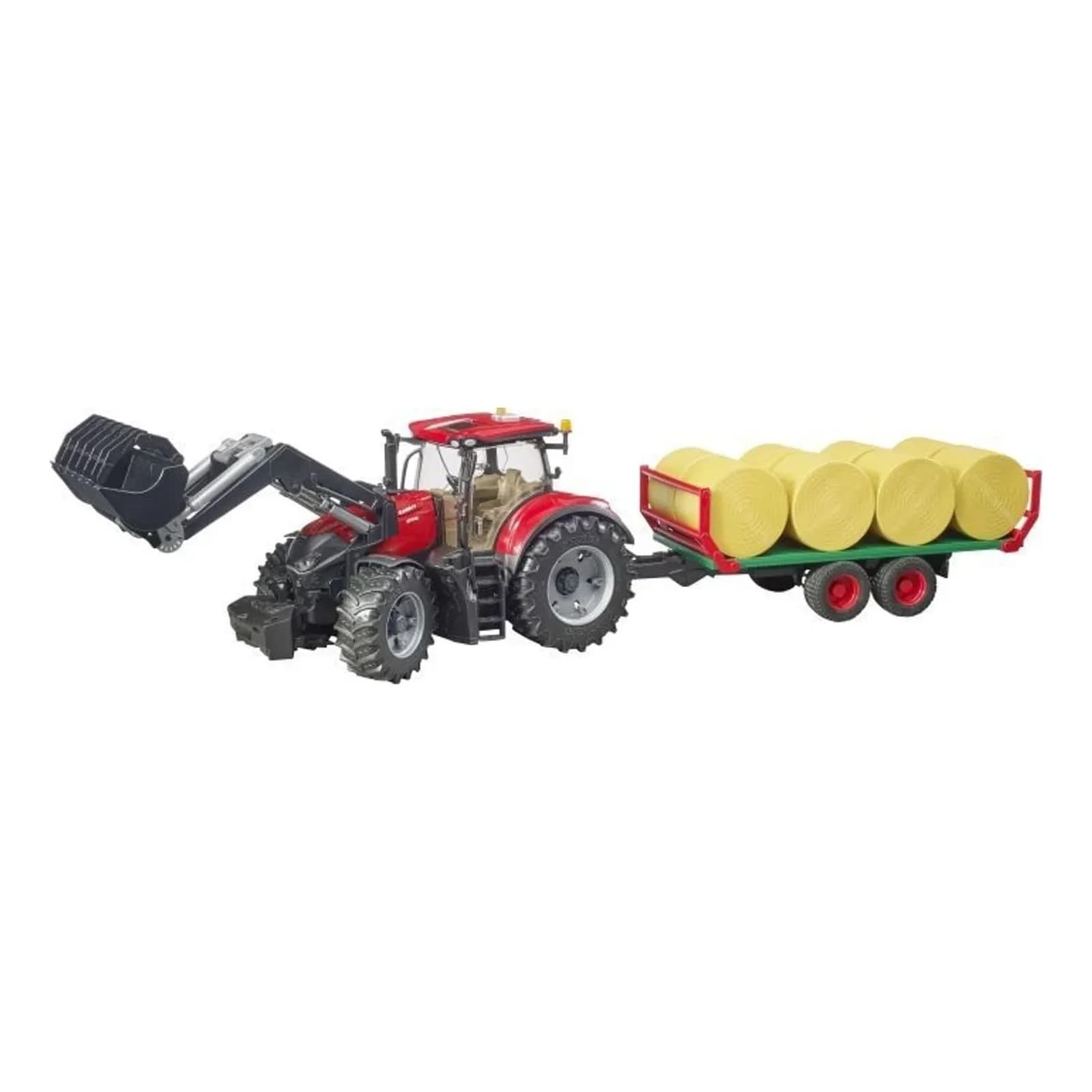 Bruder® Spielzeug-LKW Case IH Optum 300CVX mit Frontlader und Ballentransportanhänger