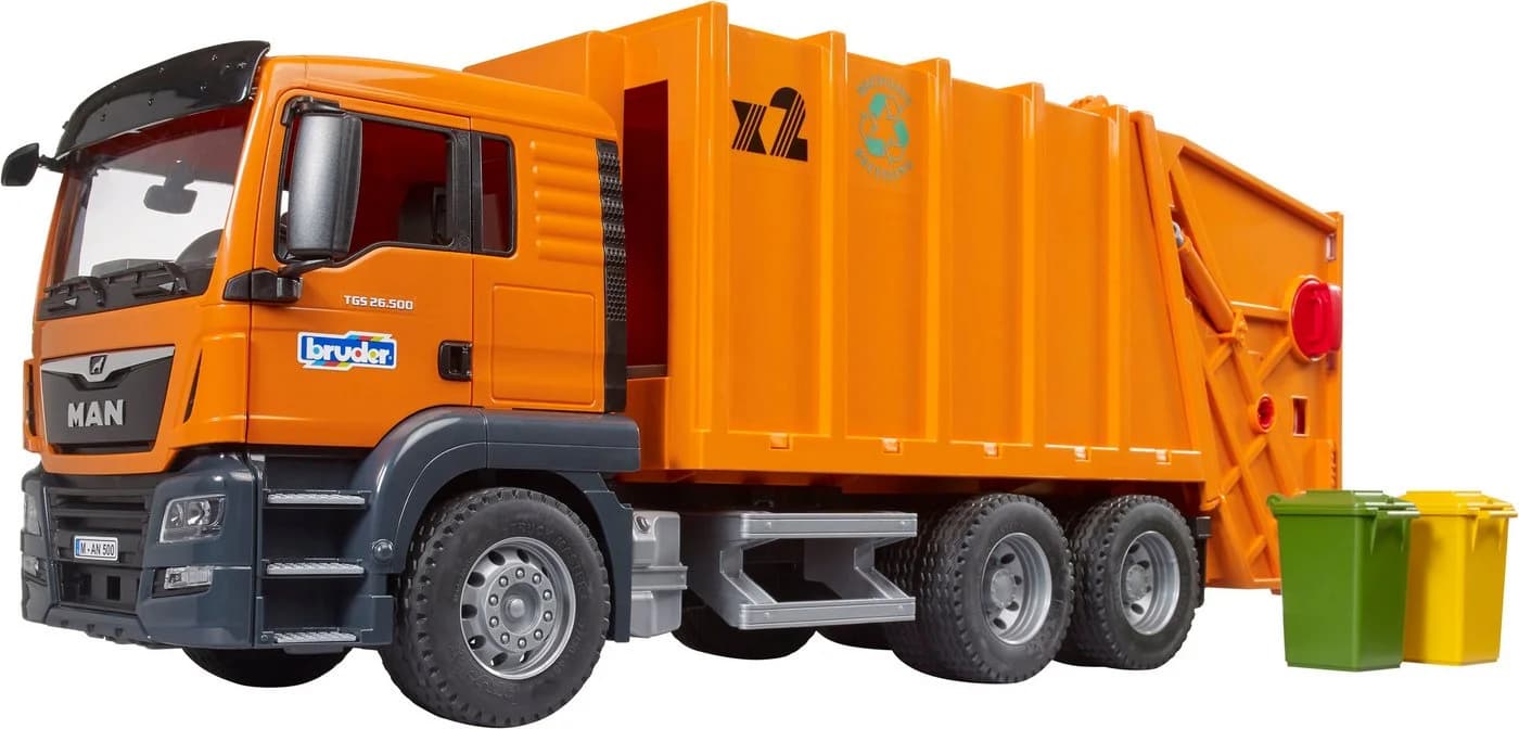 Bruder® MAN TGS Müll-LKW Spielzeug 1:16 Orange mit Drehrad-Mechanik - Bild 3