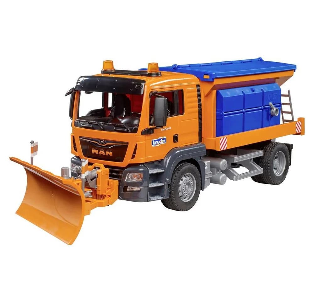 Bruder MAN TGS Winterdienst Spielzeug mit Räumschild 1:16 Orange/Blau - Bild 2