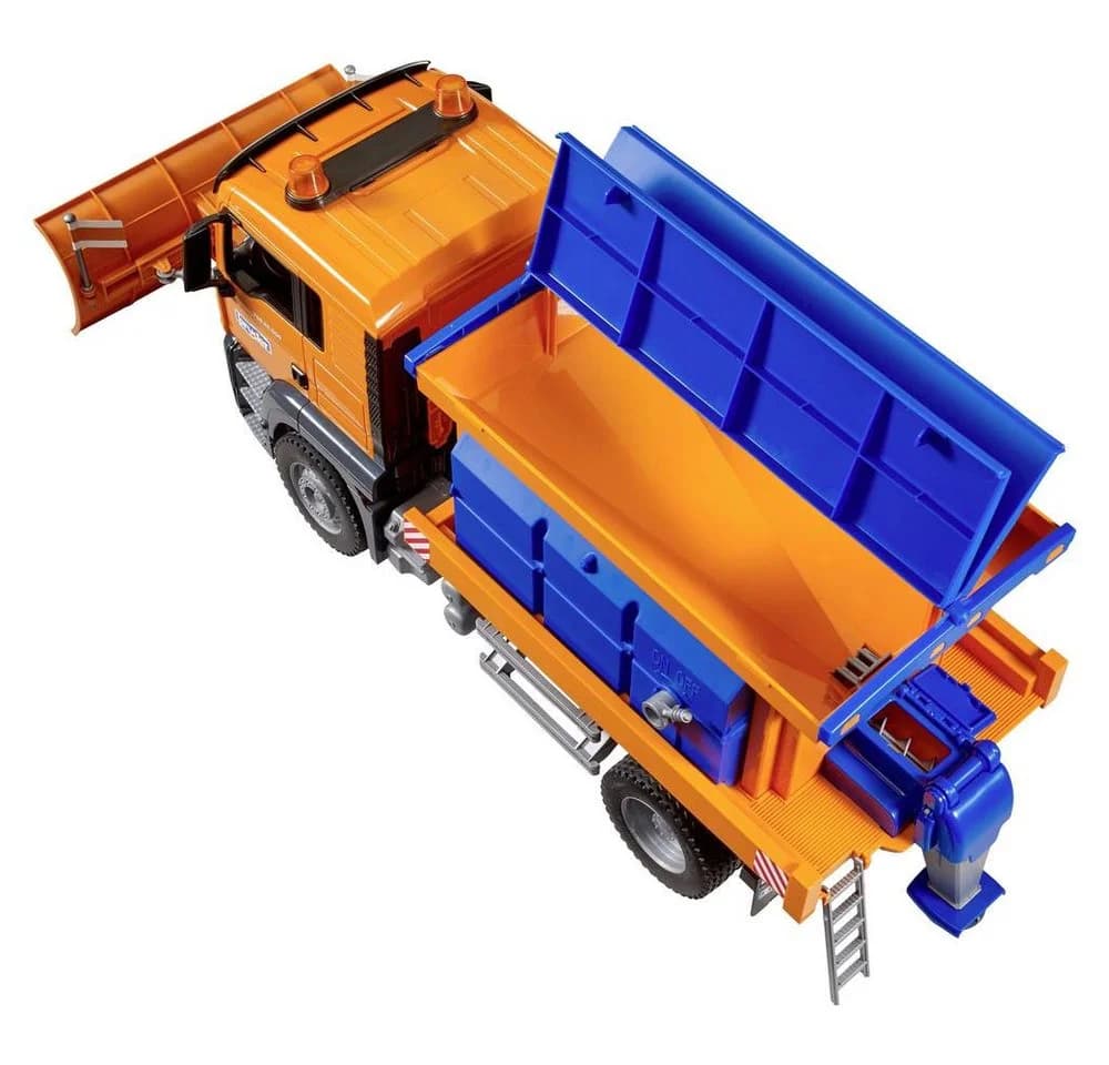 Bruder MAN TGS Winterdienst Spielzeug mit Räumschild 1:16 Orange/Blau - Bild 5