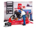 Bruder bworld Motorrad-Werkstatt mit Ducati Cafe Racer und Hebebühne Bild 3