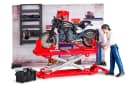 Bruder bworld Motorrad-Werkstatt mit Ducati Cafe Racer und Hebebühne Bild 4