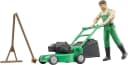 Bruder® Spielfigur bworld Gärtner mit Rasenmäher und Gartengeräten Bild 1