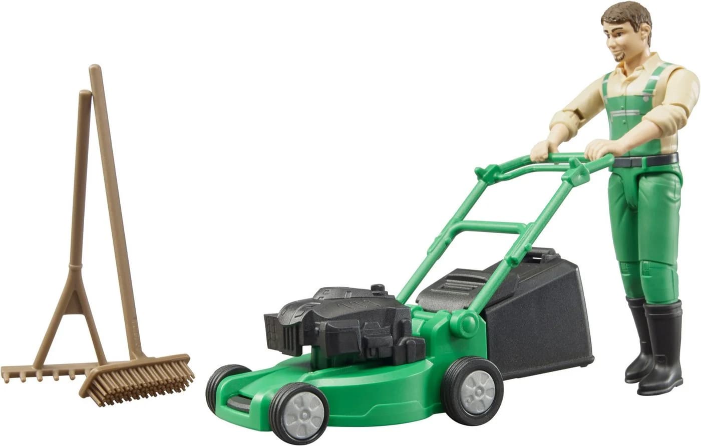 Bruder® Spielfigur bworld Gärtner mit Rasenmäher und Gartengeräten - Bild 2