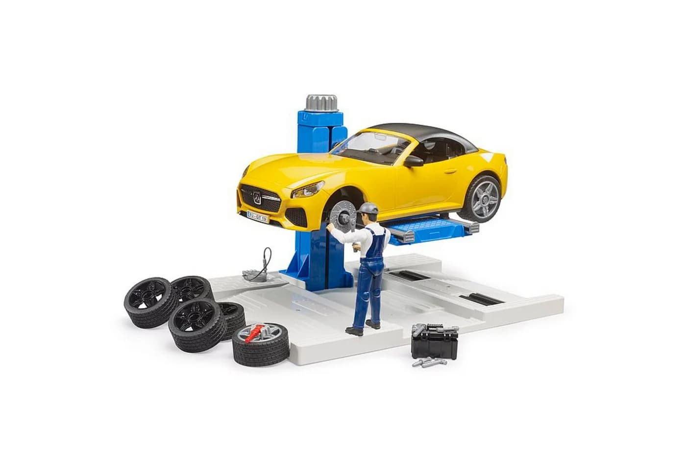 Bruder bworld PKW Service Center + Roadster Gelb