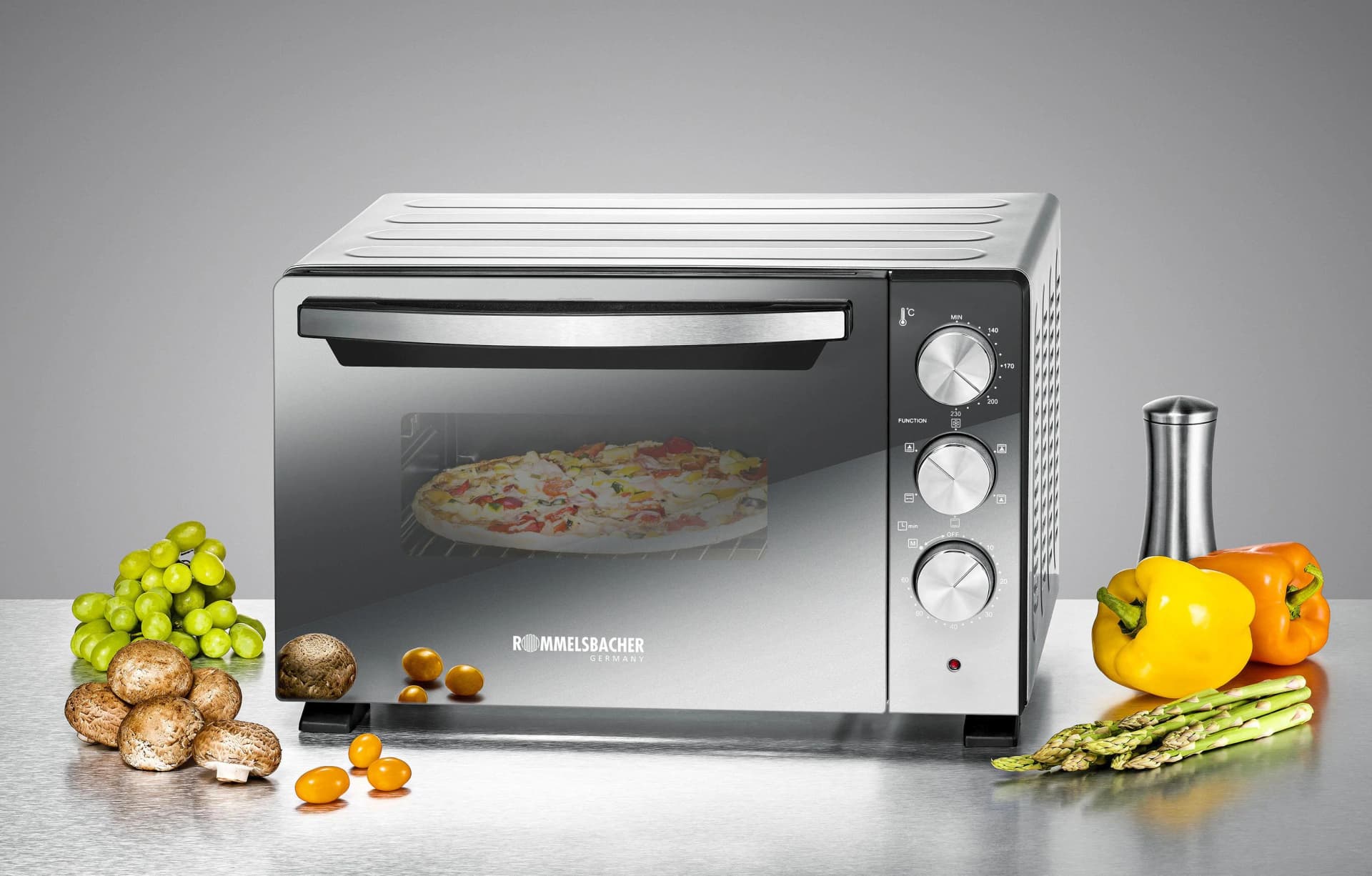 ROMMELSBACHER Minibackofen BGS 1400 Silber Schwarz